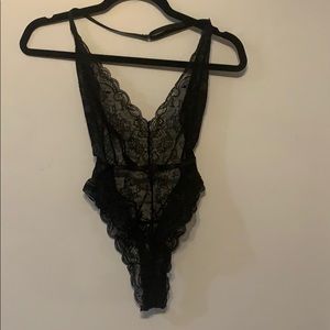Black lace body suit